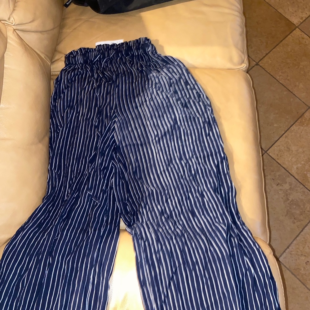 Blue and white striped pants